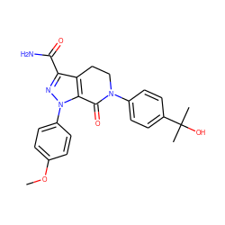 COc1ccc(-n2nc(C(N)=O)c3c2C(=O)N(c2ccc(C(C)(C)O)cc2)CC3)cc1 ZINC000146470287