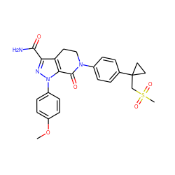 COc1ccc(-n2nc(C(N)=O)c3c2C(=O)N(c2ccc(C4(CS(C)(=O)=O)CC4)cc2)CC3)cc1 ZINC000040380697