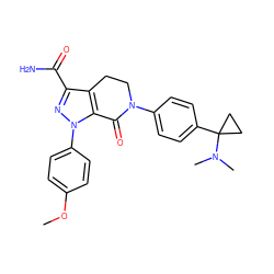 COc1ccc(-n2nc(C(N)=O)c3c2C(=O)N(c2ccc(C4(N(C)C)CC4)cc2)CC3)cc1 ZINC000040862692