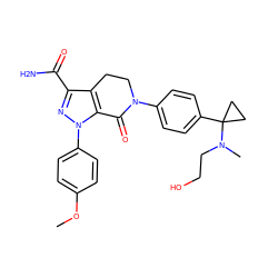 COc1ccc(-n2nc(C(N)=O)c3c2C(=O)N(c2ccc(C4(N(C)CCO)CC4)cc2)CC3)cc1 ZINC000040977580