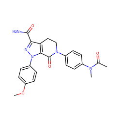 COc1ccc(-n2nc(C(N)=O)c3c2C(=O)N(c2ccc(N(C)C(C)=O)cc2)CC3)cc1 ZINC000014969518