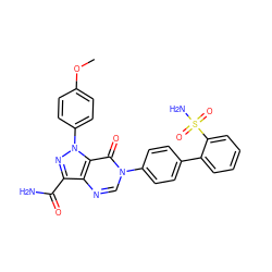 COc1ccc(-n2nc(C(N)=O)c3ncn(-c4ccc(-c5ccccc5S(N)(=O)=O)cc4)c(=O)c32)cc1 ZINC000014950489