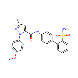 COc1ccc(-n2nc(C)cc2C(=O)Nc2ccc(-c3ccccc3S(N)(=O)=O)cc2)cc1 ZINC000000602733