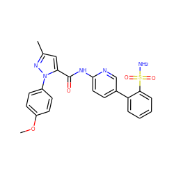 COc1ccc(-n2nc(C)cc2C(=O)Nc2ccc(-c3ccccc3S(N)(=O)=O)cn2)cc1 ZINC000013529938