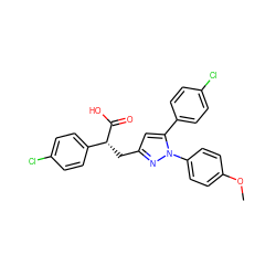 COc1ccc(-n2nc(C[C@@H](C(=O)O)c3ccc(Cl)cc3)cc2-c2ccc(Cl)cc2)cc1 ZINC000028962518