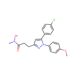 COc1ccc(-n2nc(CCC(=O)N(C)O)cc2-c2ccc(Cl)cc2)cc1 ZINC000000607214