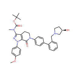 COc1ccc(-n2nc(N(C)C(=O)OC(C)(C)C)c3c2C(=O)N(c2ccc(-c4ccccc4CN4CC[C@@H](O)C4)cc2)CC3)cc1 ZINC000014969413