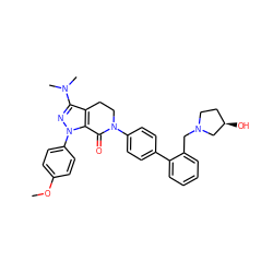 COc1ccc(-n2nc(N(C)C)c3c2C(=O)N(c2ccc(-c4ccccc4CN4CC[C@@H](O)C4)cc2)CC3)cc1 ZINC000014969421