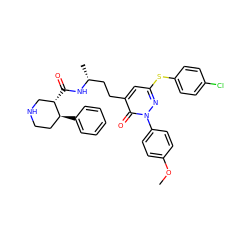 COc1ccc(-n2nc(Sc3ccc(Cl)cc3)cc(CC[C@@H](C)NC(=O)[C@H]3CNCC[C@@H]3c3ccccc3)c2=O)cc1 ZINC000027518421