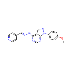 COc1ccc(-n2ncc3c(N/N=C/c4ccncc4)ncnc32)cc1 ZINC000014946163