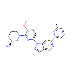 COc1ccc(-n2ncc3cnc(-c4cncc(C)n4)cc32)nc1N1CCC[C@H](N)C1 ZINC000212371960