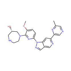 COc1ccc(-n2ncc3cnc(-c4cncc(C)n4)cc32)nc1N1CCNC[C@H](O)C1 ZINC000216481326