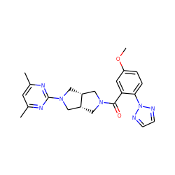 COc1ccc(-n2nccn2)c(C(=O)N2C[C@@H]3CN(c4nc(C)cc(C)n4)C[C@@H]3C2)c1 ZINC000116823041