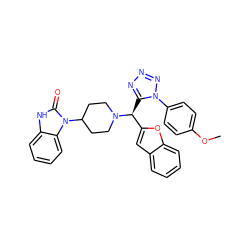 COc1ccc(-n2nnnc2[C@@H](c2cc3ccccc3o2)N2CCC(n3c(=O)[nH]c4ccccc43)CC2)cc1 ZINC000072137622