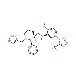 COc1ccc(-n2nnnc2C(F)(F)F)cc1[C@H]1CO[C@@]2(CCCN(Cc3c[nH]cn3)[C@@H]2c2ccccc2)C1 ZINC000026654978