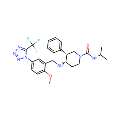 COc1ccc(-n2nnnc2C(F)(F)F)cc1CN[C@H]1CCN(C(=O)NC(C)C)C[C@H]1c1ccccc1 ZINC000073167432