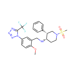 COc1ccc(-n2nnnc2C(F)(F)F)cc1CN[C@H]1CCN(S(C)(=O)=O)C[C@H]1c1ccccc1 ZINC000073168037