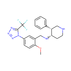 COc1ccc(-n2nnnc2C(F)(F)F)cc1CN[C@H]1CCNC[C@H]1c1ccccc1 ZINC000073162929