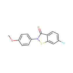 COc1ccc(-n2sc3cc(F)ccc3c2=O)cc1 ZINC000001443667