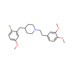 COc1ccc(Br)c(CC2CCN(CCc3ccc(OC)c(OC)c3)CC2)c1 ZINC001772615309