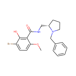 COc1ccc(Br)c(O)c1C(=O)NC[C@@H]1CCCN1Cc1ccccc1 ZINC000013820598