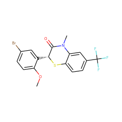 COc1ccc(Br)cc1[C@H]1Sc2ccc(C(F)(F)F)cc2N(C)C1=O ZINC000040424381