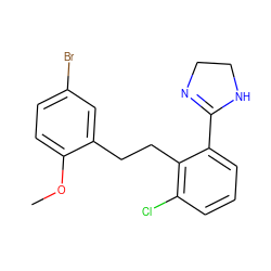 COc1ccc(Br)cc1CCc1c(Cl)cccc1C1=NCCN1 ZINC000036126646