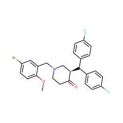 COc1ccc(Br)cc1CN1CCC(=O)[C@H](C(c2ccc(F)cc2)c2ccc(F)cc2)C1 ZINC000072114593
