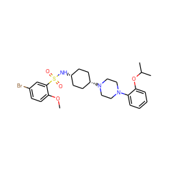 COc1ccc(Br)cc1S(=O)(=O)N[C@H]1CC[C@@H](N2CCN(c3ccccc3OC(C)C)CC2)CC1 ZINC000101091189