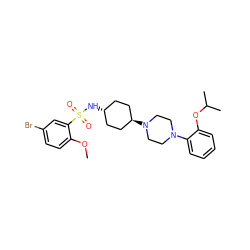 COc1ccc(Br)cc1S(=O)(=O)N[C@H]1CC[C@H](N2CCN(c3ccccc3OC(C)C)CC2)CC1 ZINC000101127804