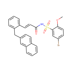 COc1ccc(Br)cc1S(=O)(=O)NC(=O)/C=C/c1ccccc1Cc1ccc2ccccc2c1 ZINC000036349281