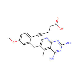 COc1ccc(C#CCCC(=O)O)c(Cc2cnc3nc(N)nc(N)c3c2C)c1 ZINC000013646380