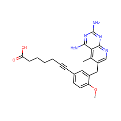 COc1ccc(C#CCCCCC(=O)O)cc1Cc1cnc2nc(N)nc(N)c2c1C ZINC000013646377