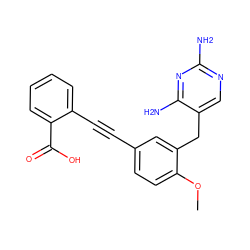 COc1ccc(C#Cc2ccccc2C(=O)O)cc1Cc1cnc(N)nc1N ZINC000013559768