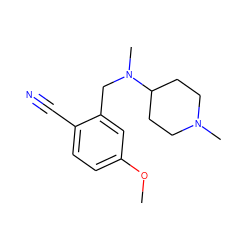 COc1ccc(C#N)c(CN(C)C2CCN(C)CC2)c1 ZINC000029130006