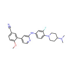 COc1ccc(C#N)cc1-c1ccnc(Nc2ccc(N3CCC(N(C)C)CC3)c(F)c2)c1 ZINC000095593947