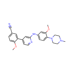 COc1ccc(C#N)cc1-c1ccnc(Nc2ccc(N3CCN(C)CC3)c(OC)c2)c1 ZINC000095597105