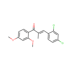 COc1ccc(C(=O)/C(C)=C/c2ccc(Cl)cc2Cl)c(OC)c1 ZINC000027555794