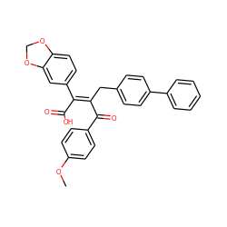 COc1ccc(C(=O)/C(Cc2ccc(-c3ccccc3)cc2)=C(\C(=O)O)c2ccc3c(c2)OCO3)cc1 ZINC000028101617