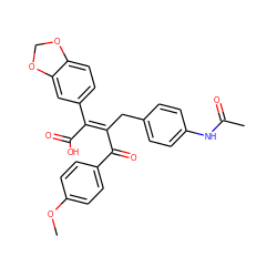 COc1ccc(C(=O)/C(Cc2ccc(NC(C)=O)cc2)=C(\C(=O)O)c2ccc3c(c2)OCO3)cc1 ZINC000026015998