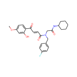 COc1ccc(C(=O)/C=C/C(=O)N(CC(=O)NC2CCCCC2)Cc2ccc(F)cc2)c(O)c1 ZINC000012490983