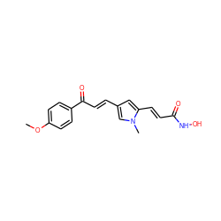 COc1ccc(C(=O)/C=C/c2cc(/C=C/C(=O)NO)n(C)c2)cc1 ZINC000013643597