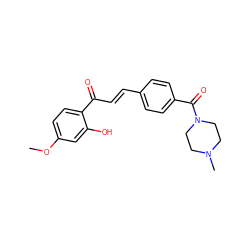 COc1ccc(C(=O)/C=C/c2ccc(C(=O)N3CCN(C)CC3)cc2)c(O)c1 ZINC000096921674