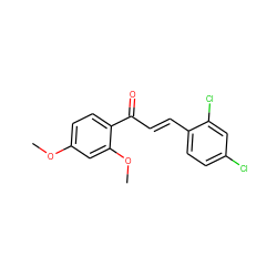 COc1ccc(C(=O)/C=C/c2ccc(Cl)cc2Cl)c(OC)c1 ZINC000003997946