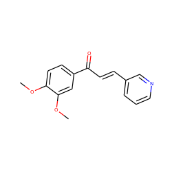 COc1ccc(C(=O)/C=C/c2cccnc2)cc1OC ZINC000005550237