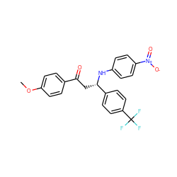 COc1ccc(C(=O)C[C@H](Nc2ccc([N+](=O)[O-])cc2)c2ccc(C(F)(F)F)cc2)cc1 ZINC000049802557