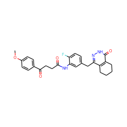 COc1ccc(C(=O)CCC(=O)Nc2cc(Cc3n[nH]c(=O)c4c3CCCC4)ccc2F)cc1 ZINC000139687905