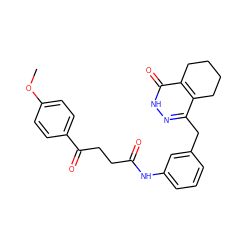 COc1ccc(C(=O)CCC(=O)Nc2cccc(Cc3n[nH]c(=O)c4c3CCCC4)c2)cc1 ZINC000167710249