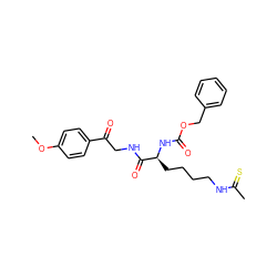 COc1ccc(C(=O)CNC(=O)[C@H](CCCCNC(C)=S)NC(=O)OCc2ccccc2)cc1 ZINC000096283209