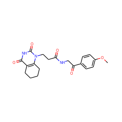 COc1ccc(C(=O)CNC(=O)CCn2c3c(c(=O)[nH]c2=O)CCCC3)cc1 ZINC000013860404